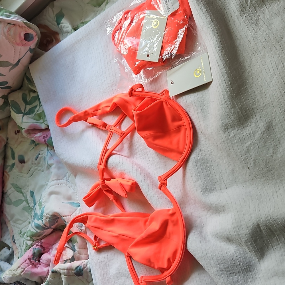BNWT Plumeria Fluorescent Pink/orange Bikini